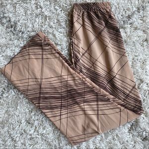 Tan and Brown Striped Cropped Pants